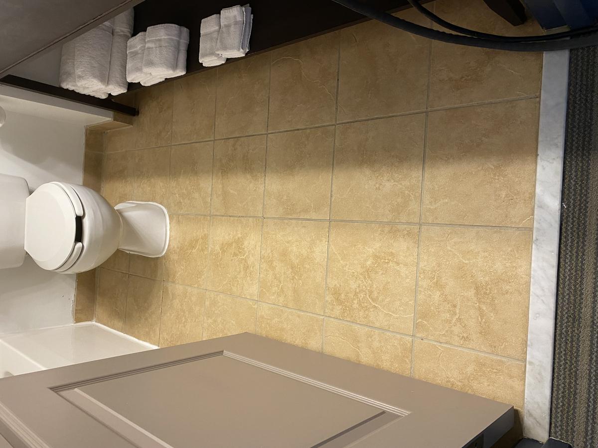 Hotel bathroom tile after RF cleaning