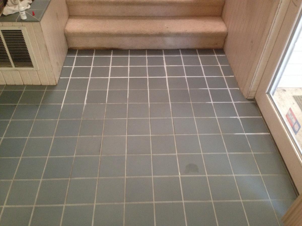 Entryway tile before RF cleaning