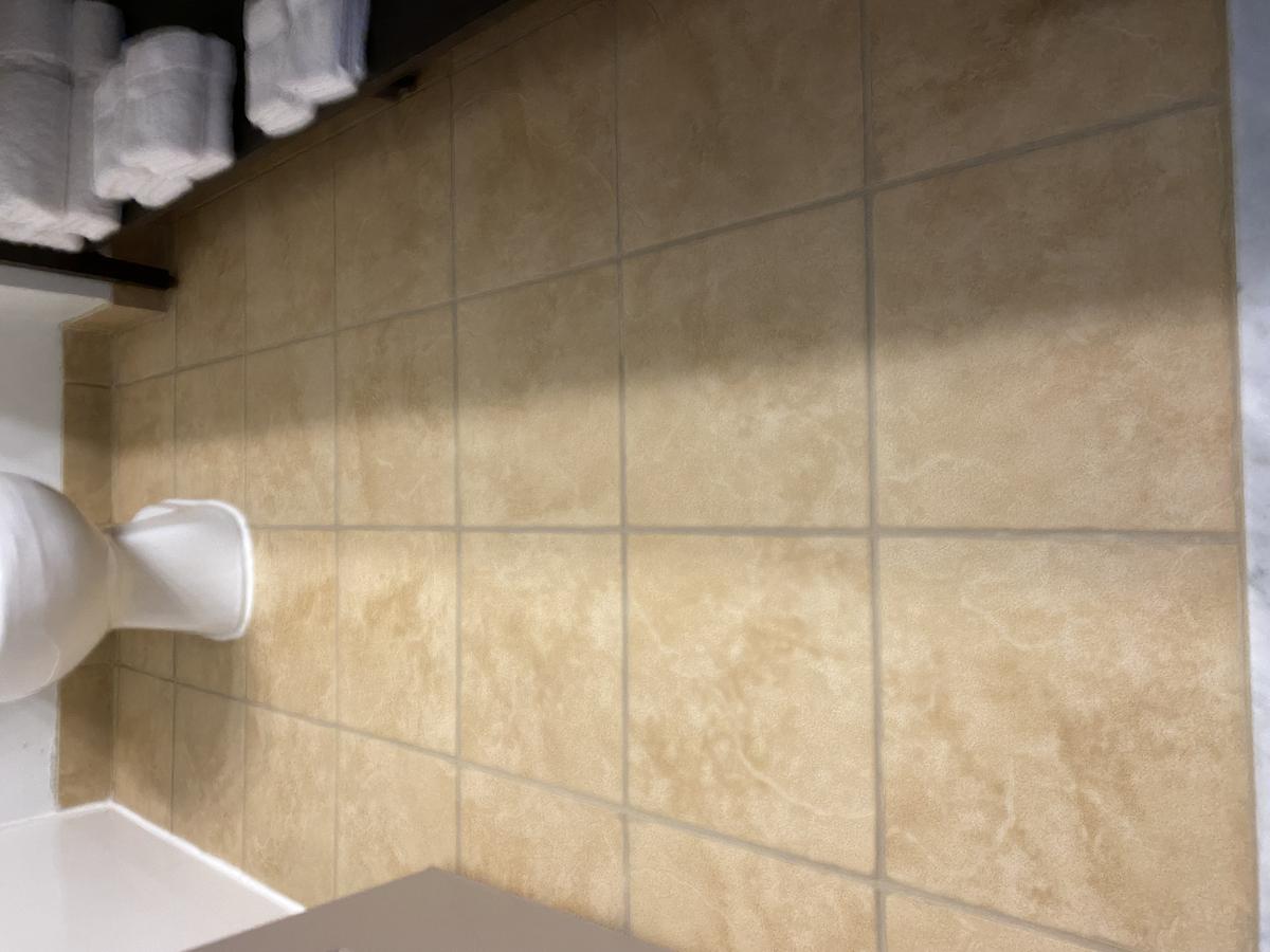Hotel bathroom tile during RF cleaning